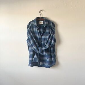Vintage Hollister L 100% Cotton Beach Long Sleeve Blue Striped Shirt Costal
